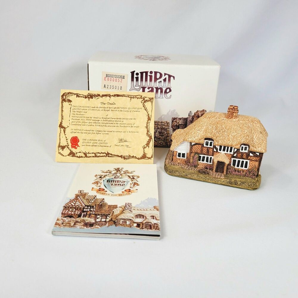 Lilliput Lane Honeysuckle Cottage 1984 Vintage Collectible House w/ Box & Deed
